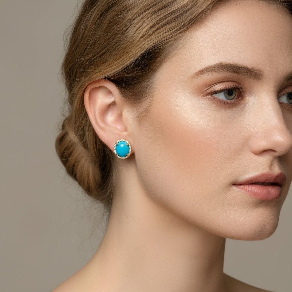 Gold Plated Water Drop Oval Earrings for Women
