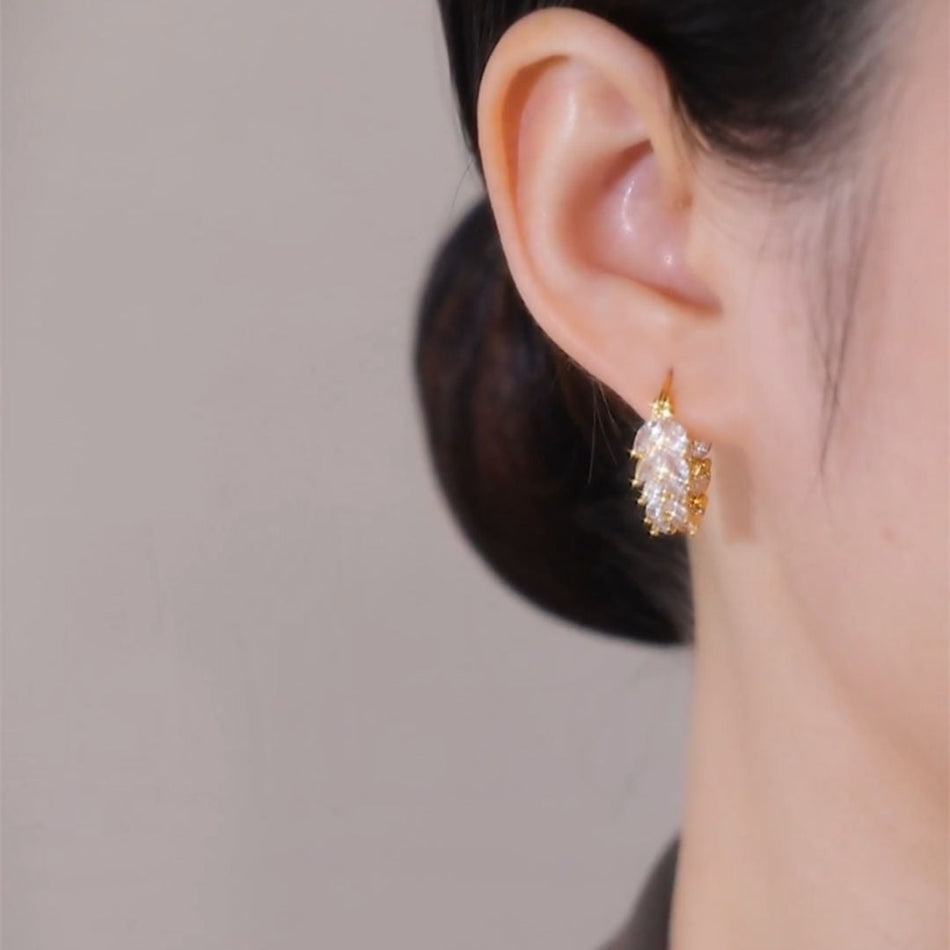 Zircon Wheat Ear Small Hoop Earrings for Women