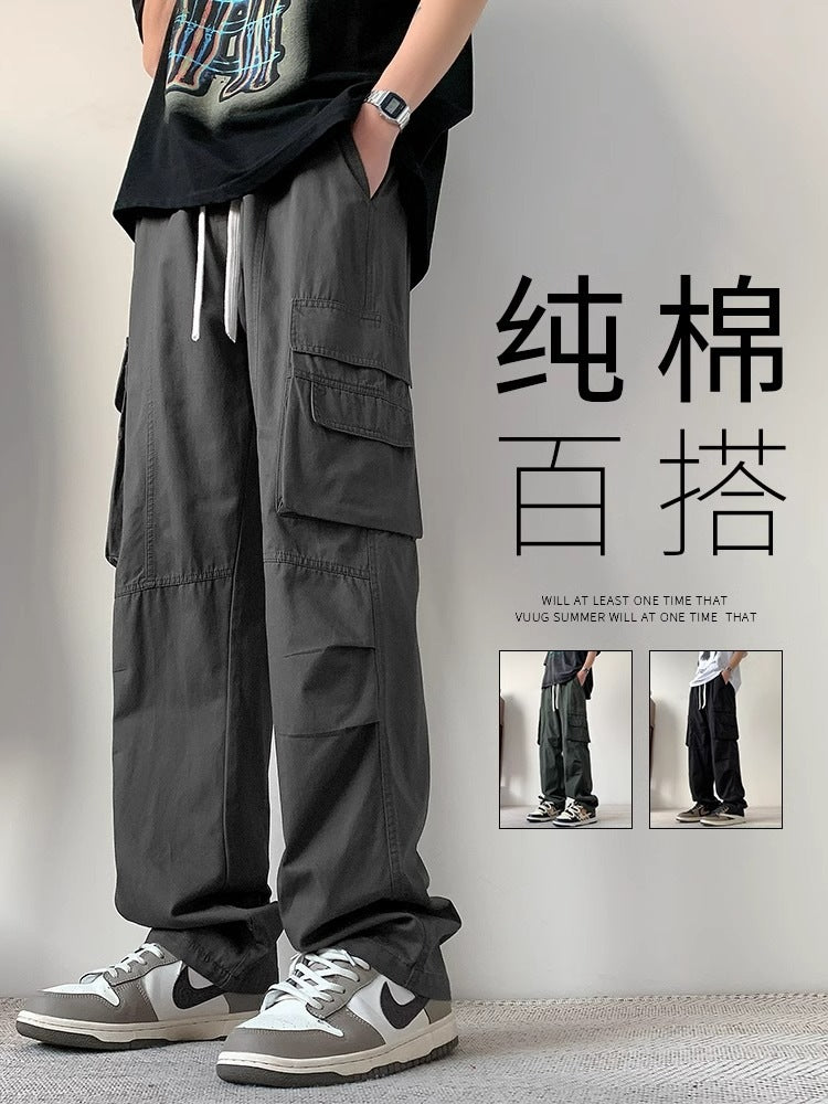 Men's Pure Cotton Cargo Pants Straight Leg