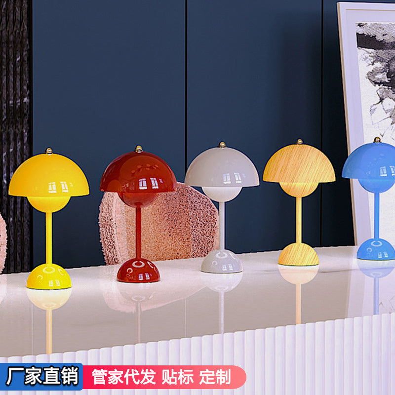 Alloy Mushroom Table Lamp, USB Charging Dimmable Night Light