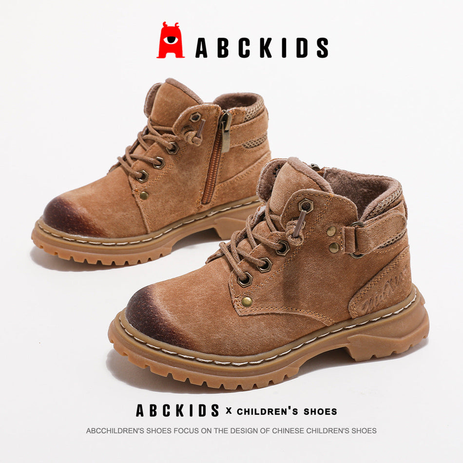 Children's Retro Fleece-Lined Warm Martin Boots