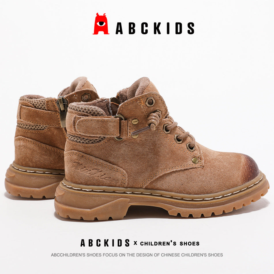 Children's Retro Fleece-Lined Warm Martin Boots