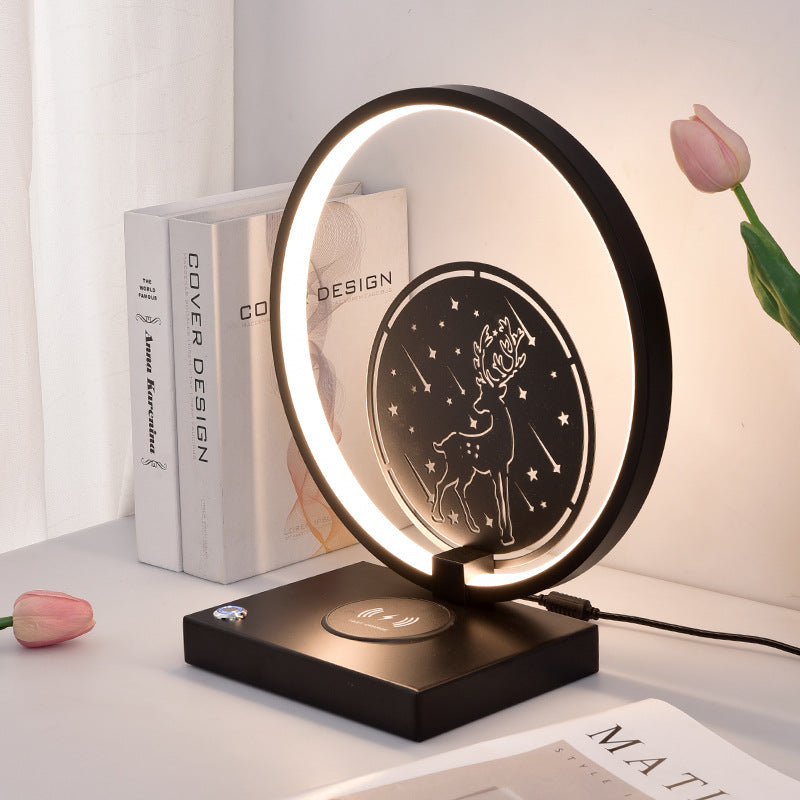 Only Rain Wireless Charging Bedside Lamp, Romantic Deer Design