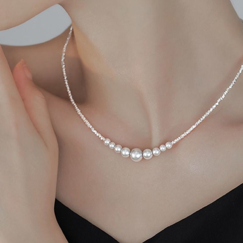 Mother of Pearl 925 Silver Geometric Necklace for Women