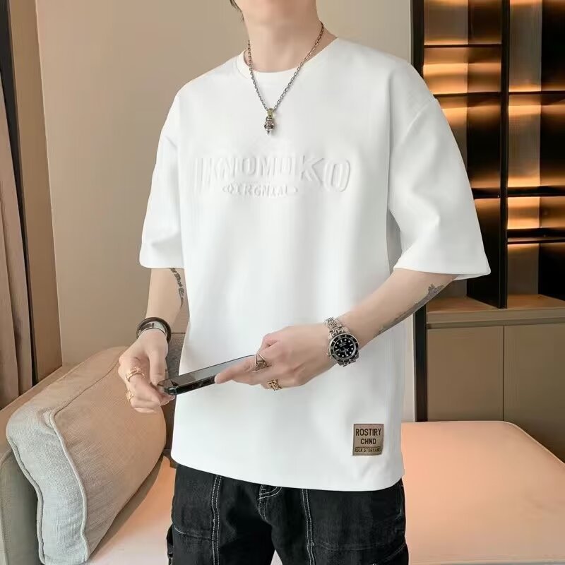 Men's Ice Silk Short Sleeve Loose Fit Steel Print T-Shirt