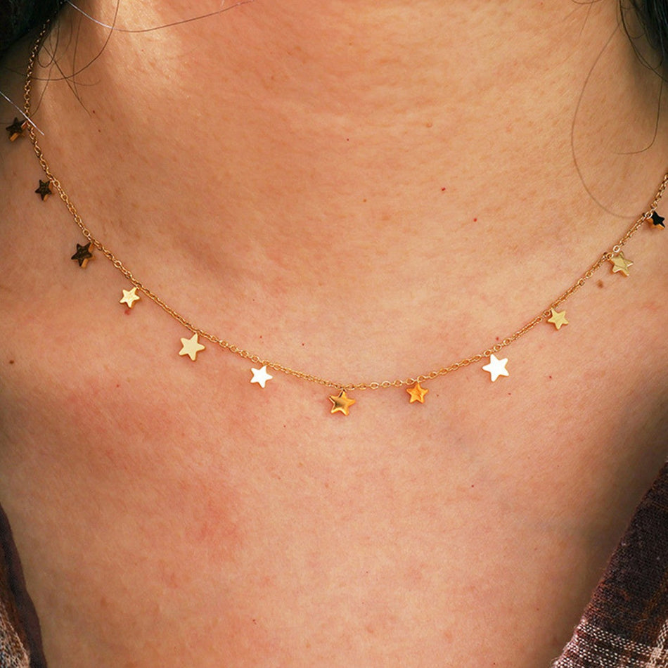 Gold Star Pendant Stainless Steel Necklace for Women