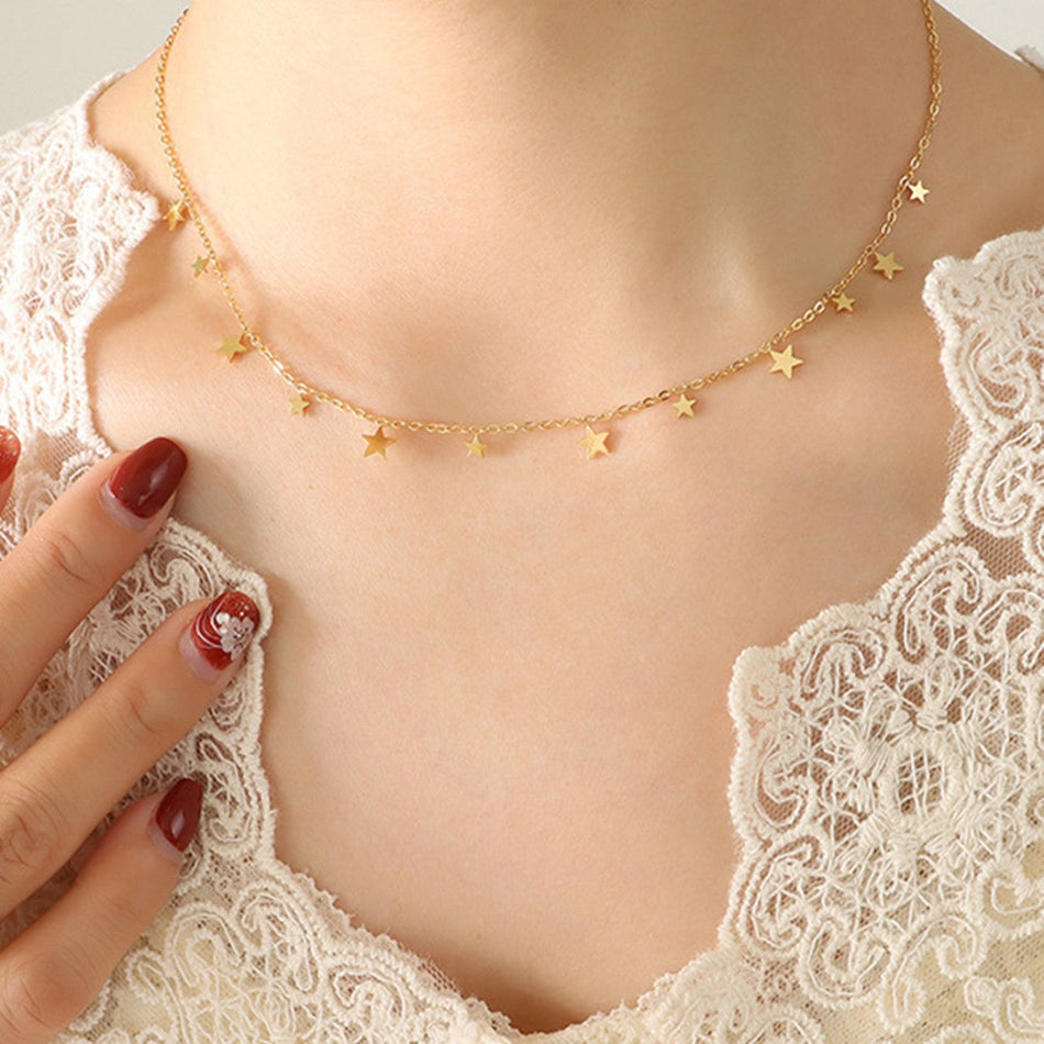 Gold Star Pendant Stainless Steel Necklace for Women