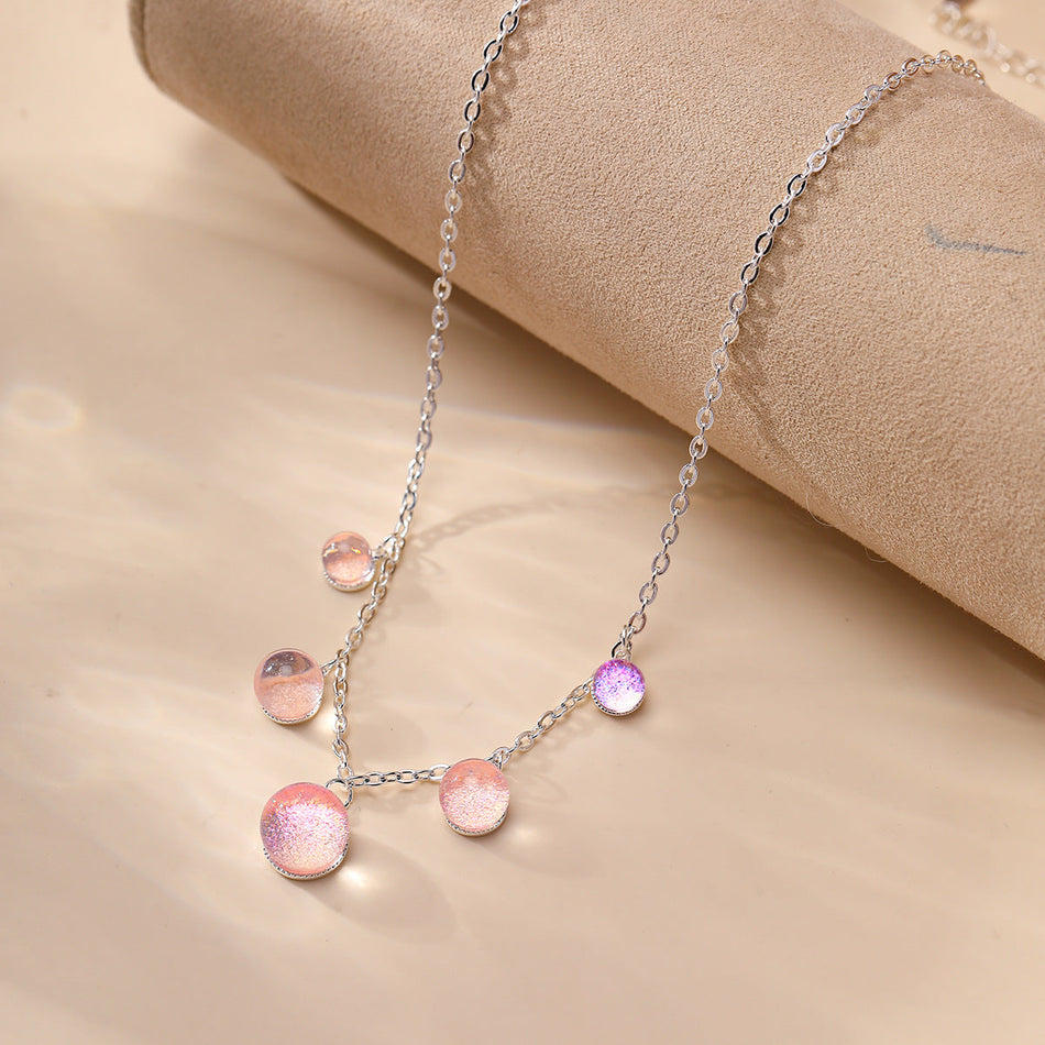 Starry Sky Beaded Tassel Necklace with Silver Plated Finish