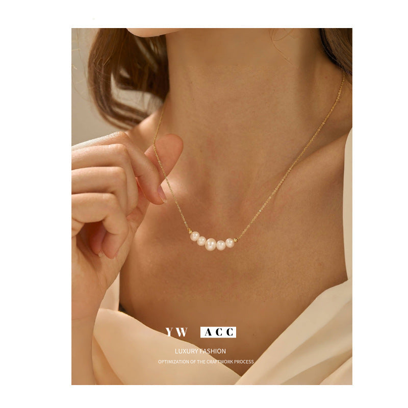 Handmade Freshwater Pearl Wire-Wrapped Necklace for Women