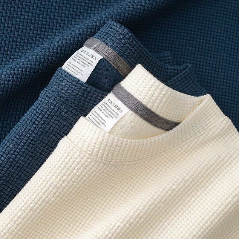 Men's Waffle Round Neck Ice Silk Short Sleeve Loose T-Shirt