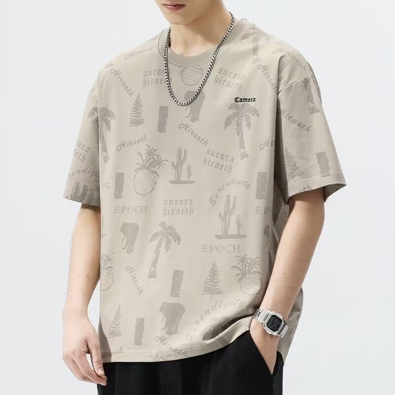 Men's Ice Silk Quick-Dry Printed Loose Casual T-Shirt