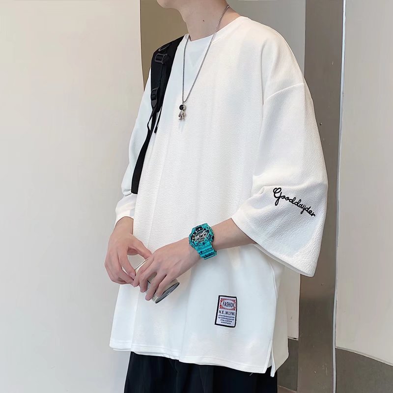 Men's Ice Silk Loose Fit Seven-Point Sleeve Casual T-Shirt