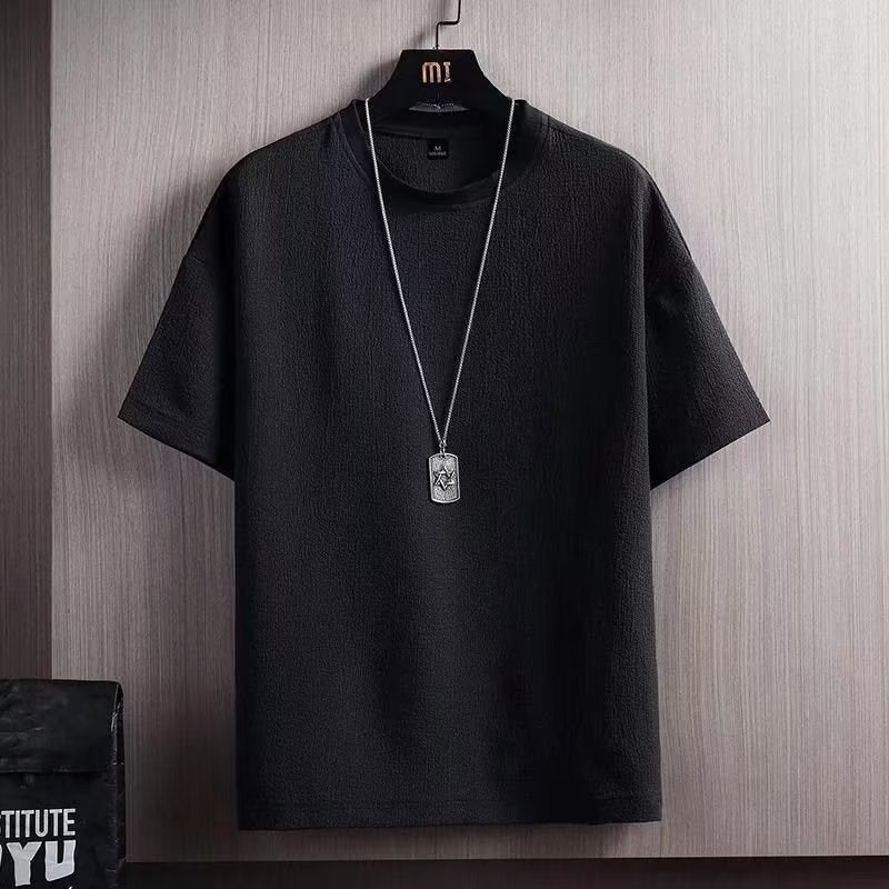 Men's Japanese Cotton Linen Loose Fit Solid Color T-Shirt