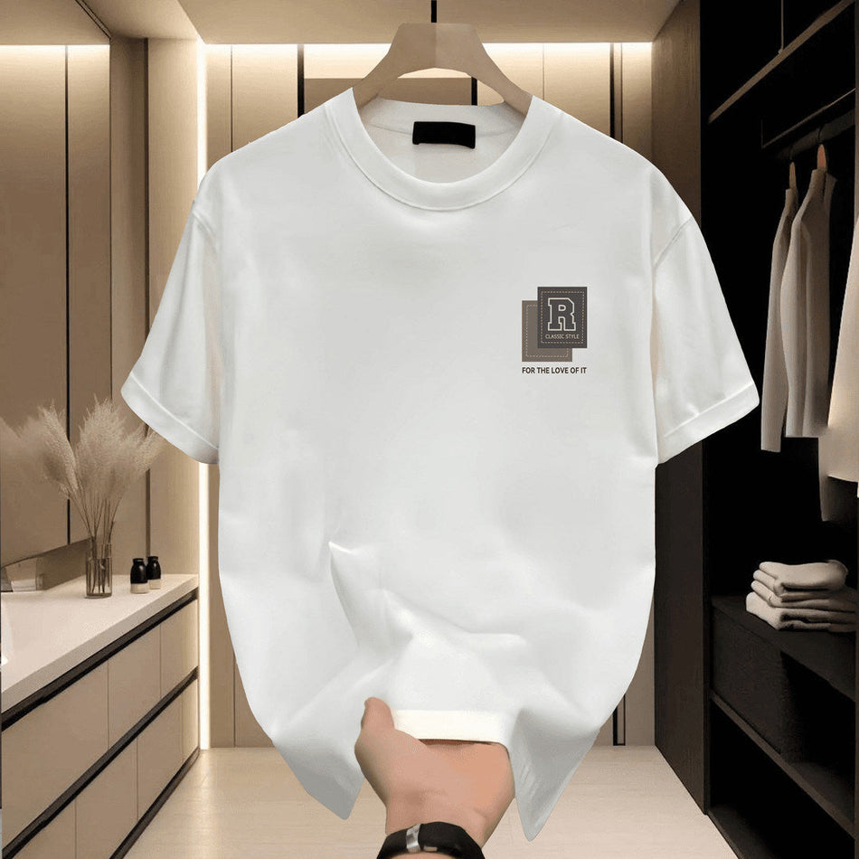 Men's Printed Round Neck Loose Fit Short Sleeve Casual T-Shirt