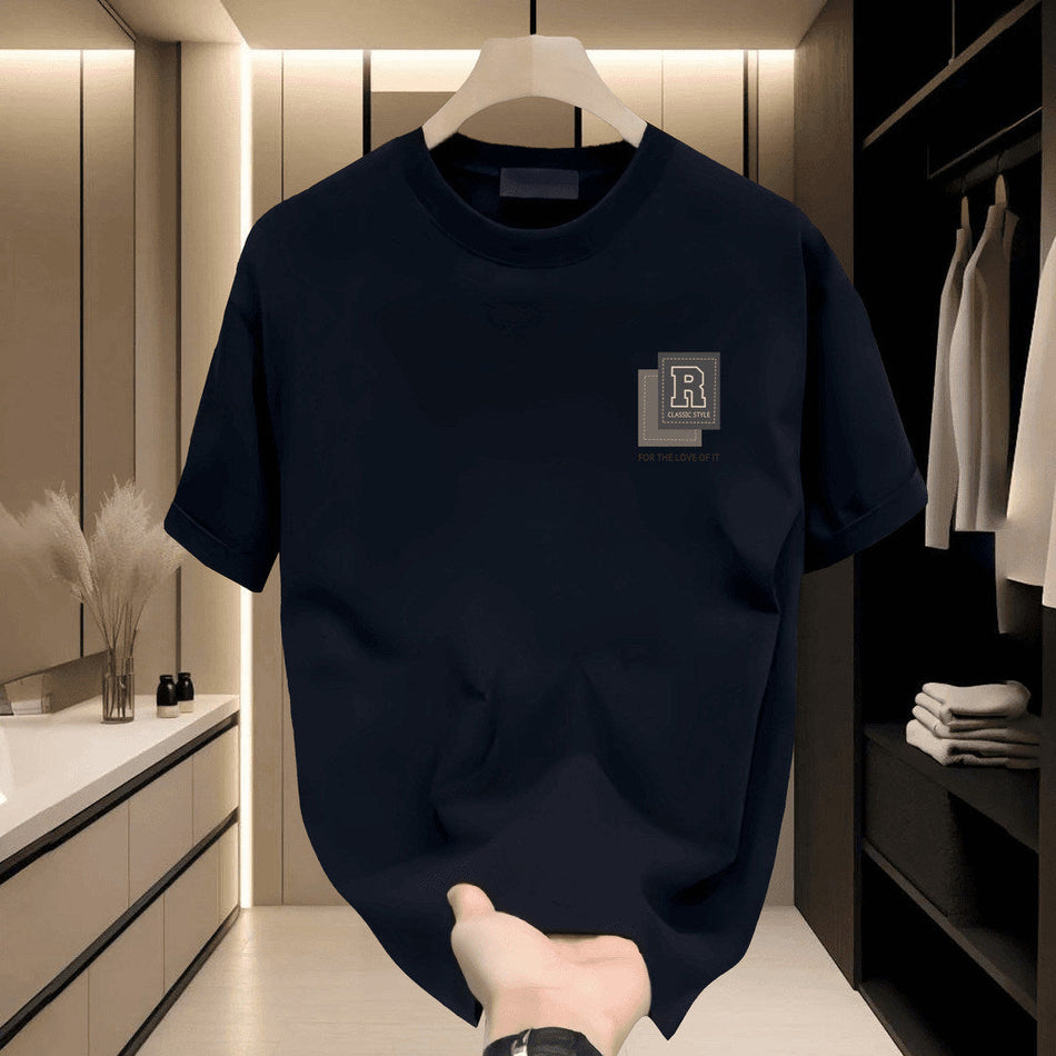 Men's Printed Round Neck Loose Fit Short Sleeve Casual T-Shirt