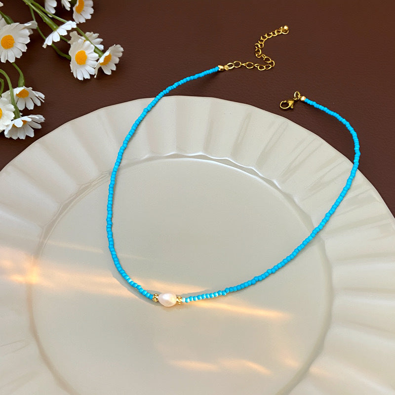 Colorful Beaded Freshwater Pearl Necklace for Women