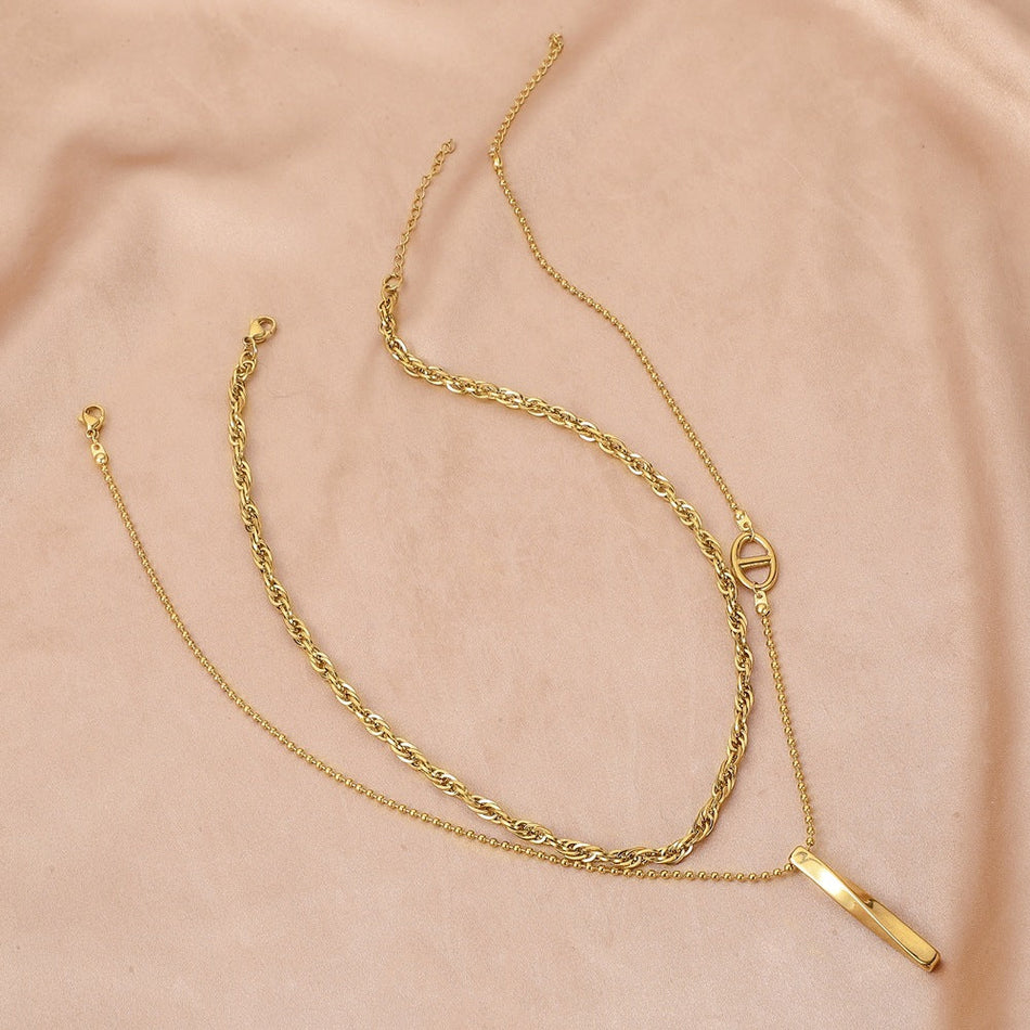 Gold Water Ripple Pendant Necklace for Women