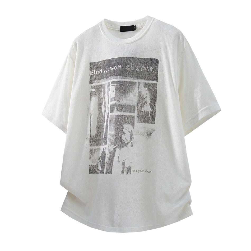 Unisex Vintage American Printed Loose Fit Short Sleeve T-Shirt