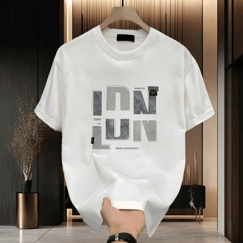 Men's European American Printed Round Neck Loose T-Shirt