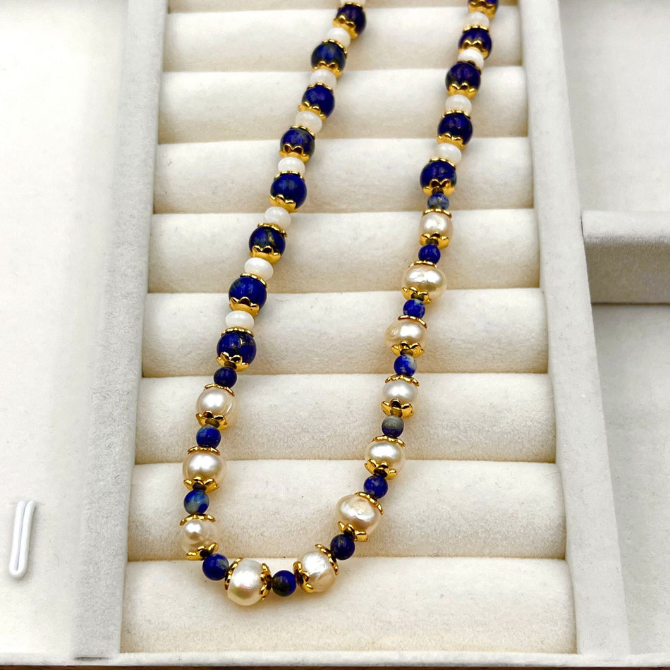 Natural Lapis Lazuli Beaded Necklace for Women