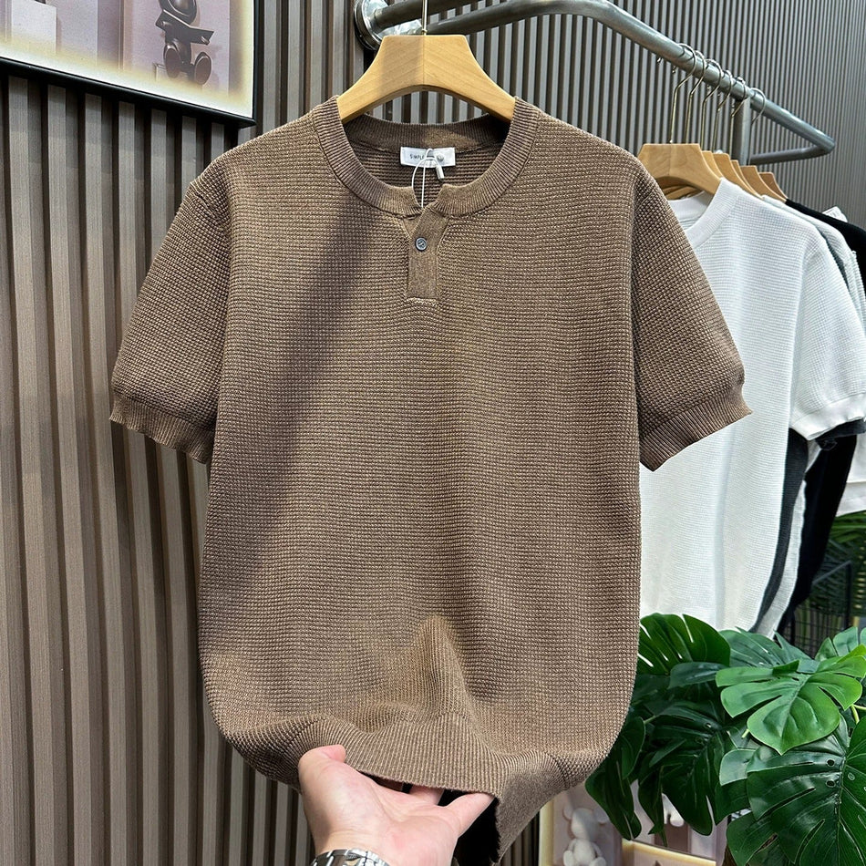 Men's Color Block Striped Loose Fit Round Neck T-Shirt