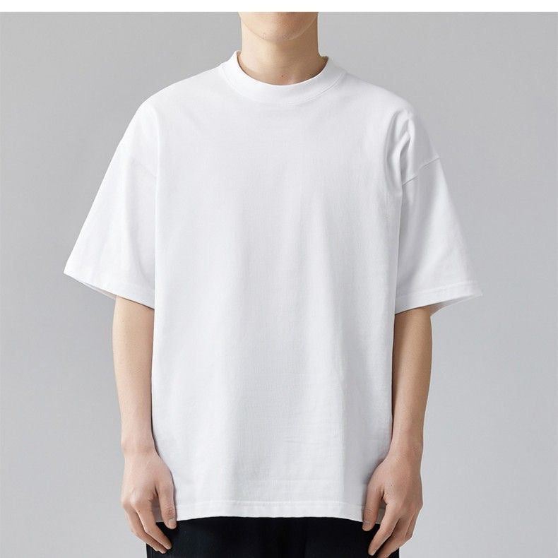 Men's American Style Solid Color Polyester Loose Fit T-Shirt