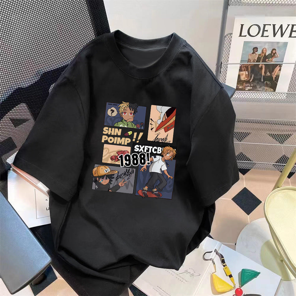 American Style Loose Printed Short Sleeve Casual Summer T-Shirt