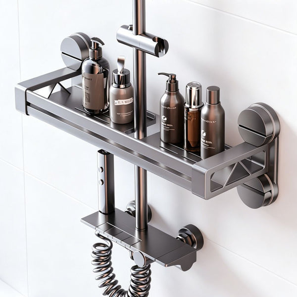 ASJM Suction Cup Shower Rack, No-Punch Bathroom Storage
