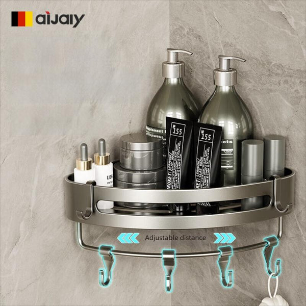 Aijaly Aluminum Corner Storage Basket, Punch-Free Fan-Shaped