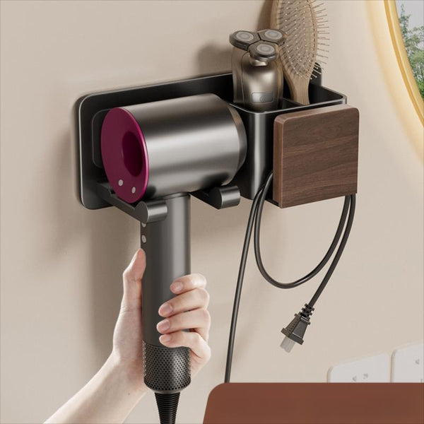 Reflect Life Walnut Hair Dryer Storage Rack, No-Punch