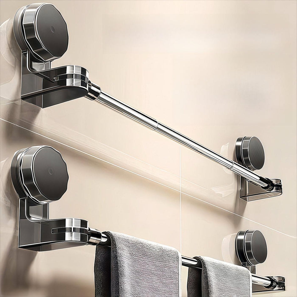 Mingshan Suction Cup Telescopic Towel Rack, No-Drill Hanger