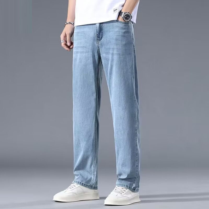 Men's Loose Straight Drapey Wide-Leg Thin Casual Jeans