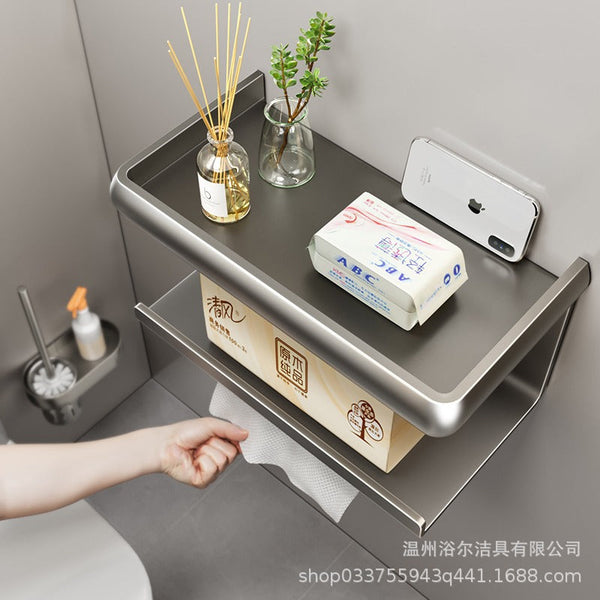 Bathian Waterproof No-Punch Toilet Paper Holder, Double Layer