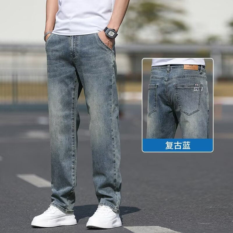 Men's Loose Straight Stretch Jeans Casual Long Pants