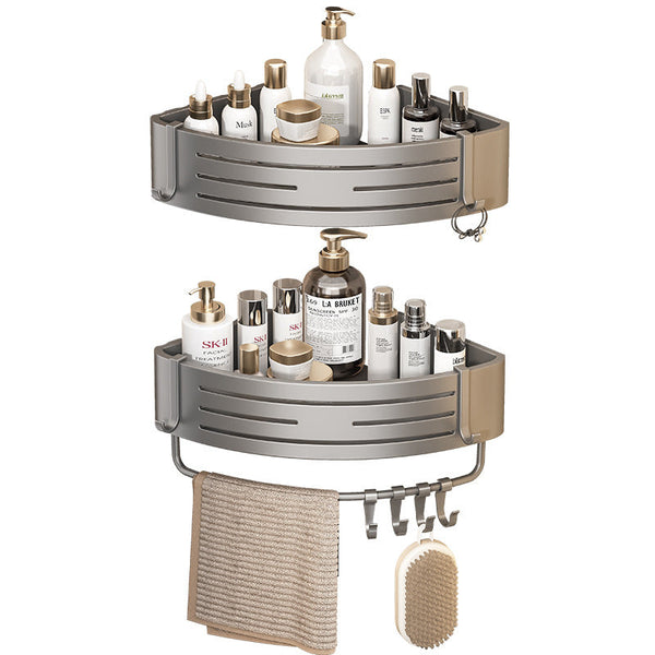 Baihan No-Drill Triangular Suction Cup Bathroom Corner Rack