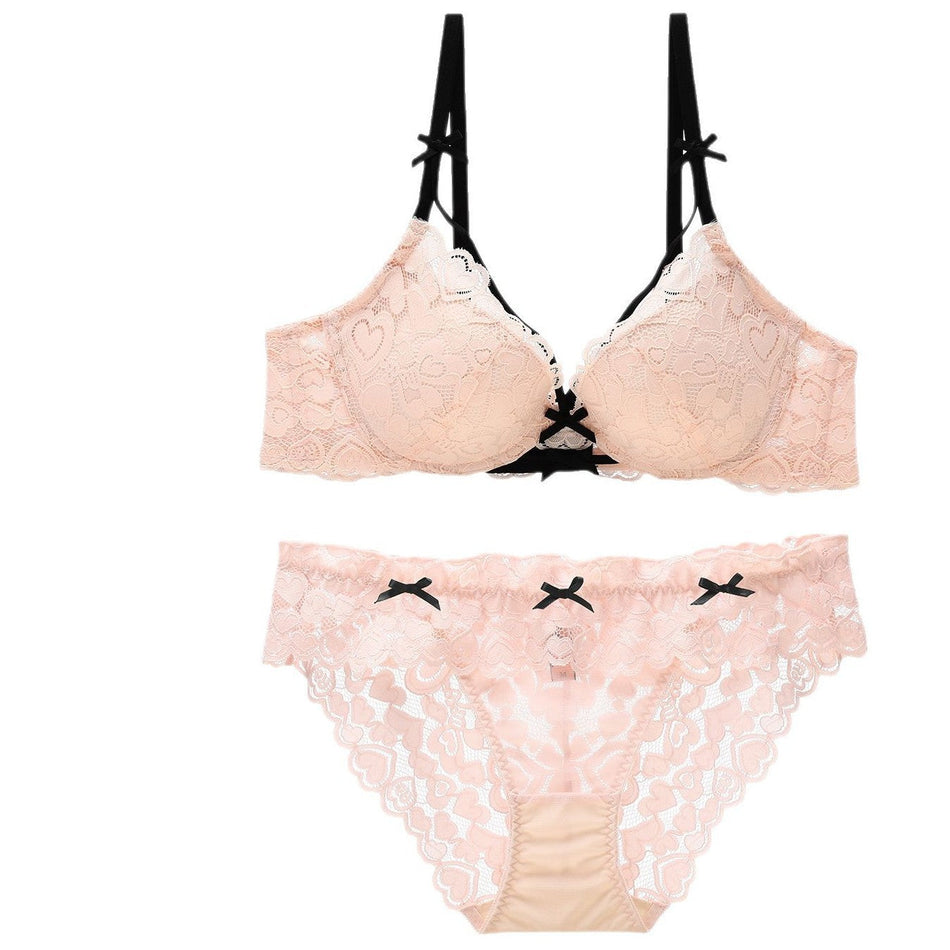 Lace Wire-Free Push-Up Bra Set for Women