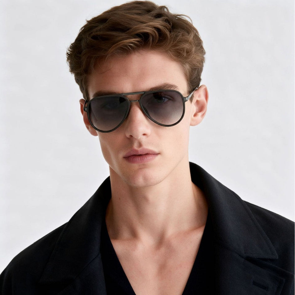 Men's Retro Pilot Double Beam Polarized UV Protection Sunglasses
