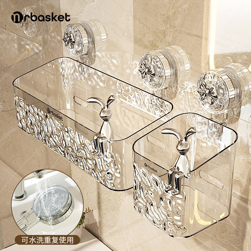 Suction Cup No-Punch Bathroom Storage Rack, Wall Hanging