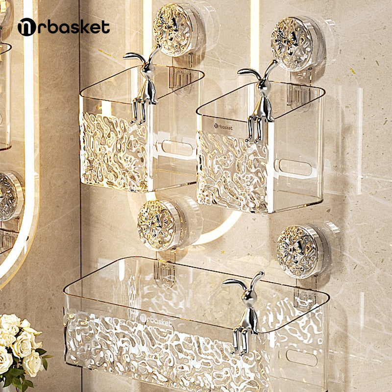 Suction Cup No-Punch Bathroom Storage Rack, Wall Hanging