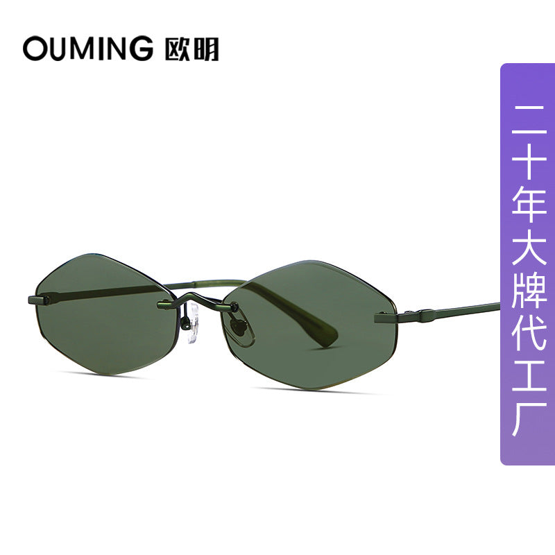 Unisex Metallic Polygon Rimless Irregular Fashion Sunglasses