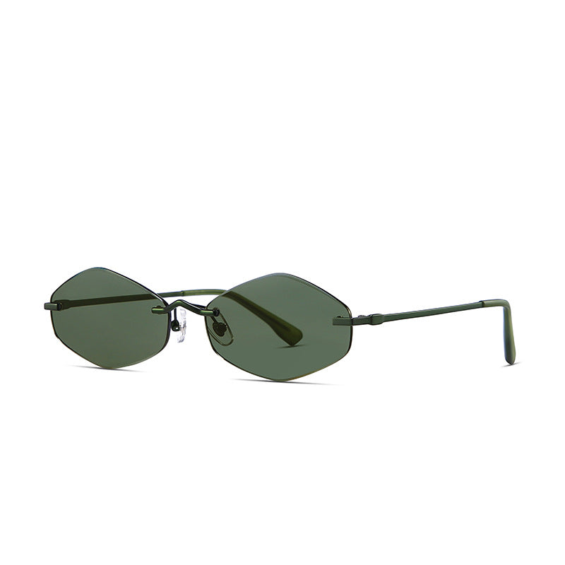 Unisex Metallic Polygon Rimless Irregular Fashion Sunglasses