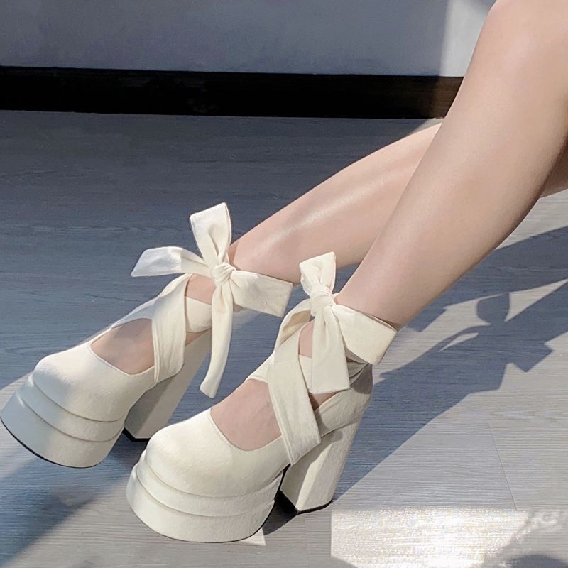 Lolita Mary Jane Shoes with Thick Sole and High Heels