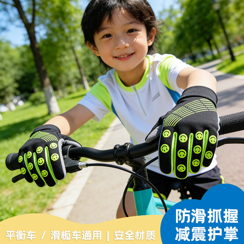 Children's Smiling Face Full-Finger Cycling Gloves