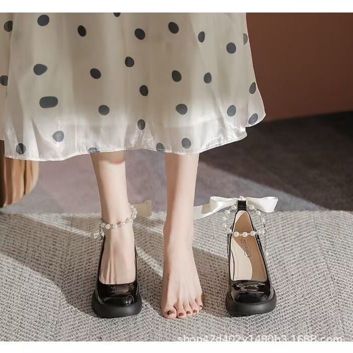 Soft Leather Chunky Heel Mary Jane Shoes for Women