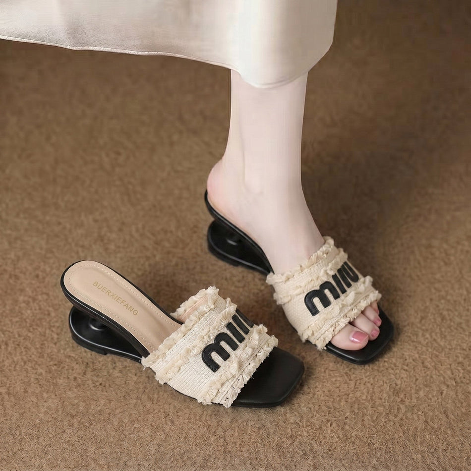 Title: French Lace Wedge Sandals with Open Toe for Women
