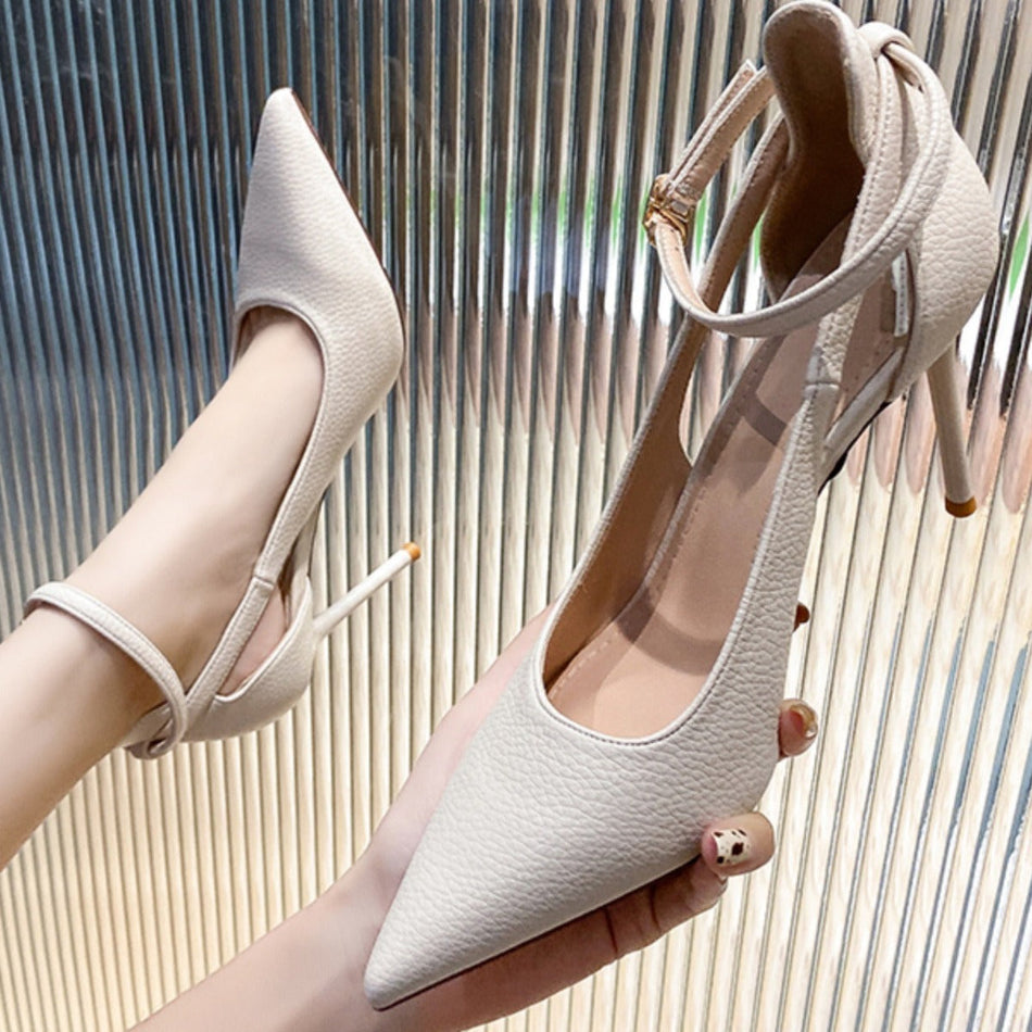 Hollow-Out Pointed Stiletto Heels with Buckle for Women