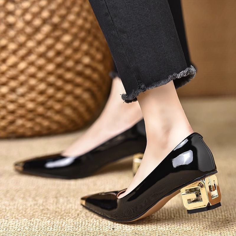 Nude Pointed Toe Low Heel Professional Shoes for Women