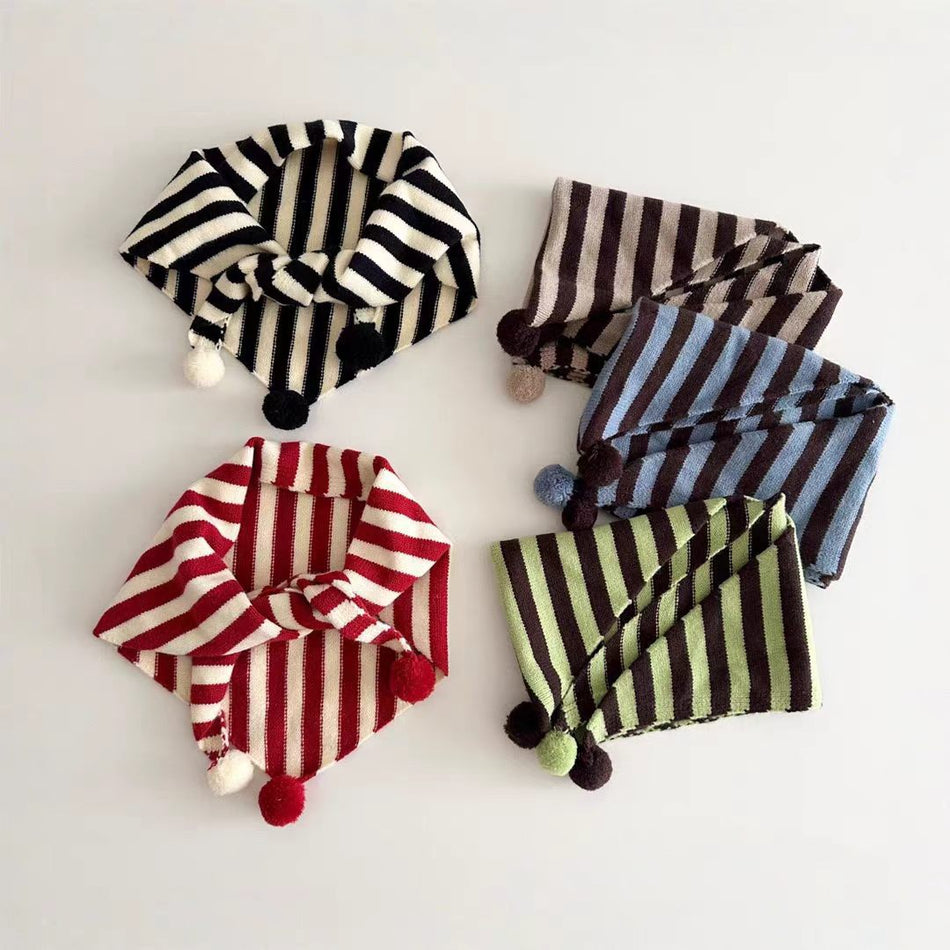 Children's Striped Knitted Triangle Scarf