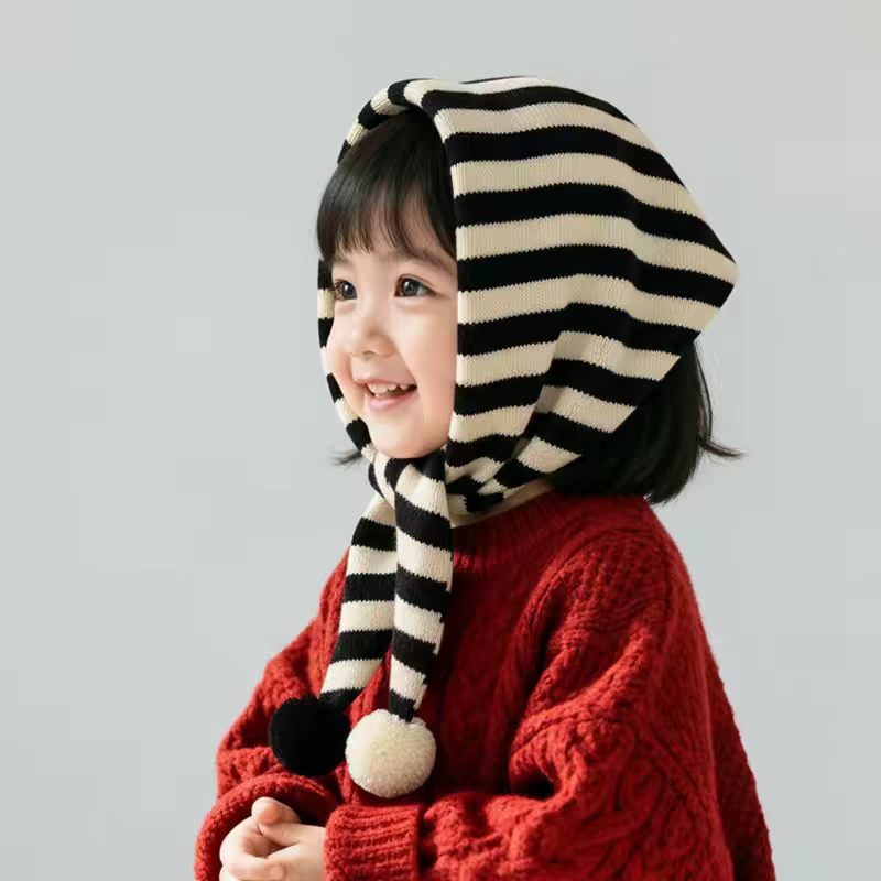 Children's Striped Knitted Triangle Scarf