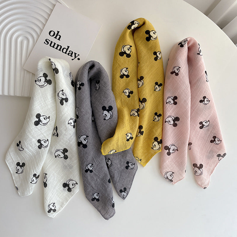 Children's Vintage Cartoon Cotton Square Scarf
